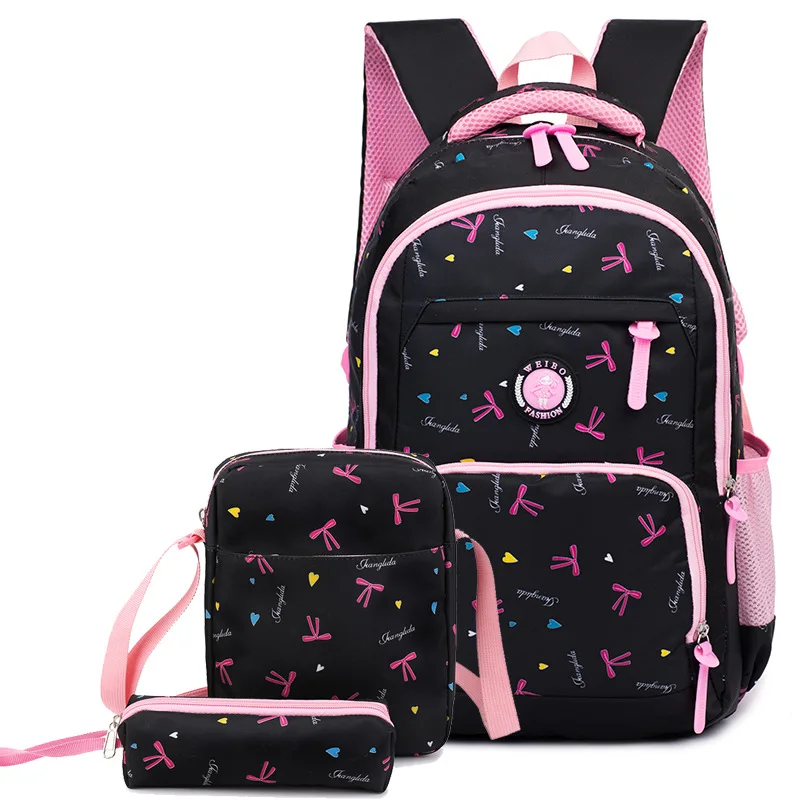 Waterproof Children School Bags Kids Printing Backpacks Set Schoolbag For Girls Princess School Backpacks Kids Mochila Infantil - Цвет: black1