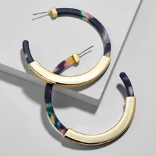 Moda Bohemia acrílico acetato pendientes de aro para mujer Vintage leopardo estampado círculo aros aleación pendiente za joyería femenina 2019(China)