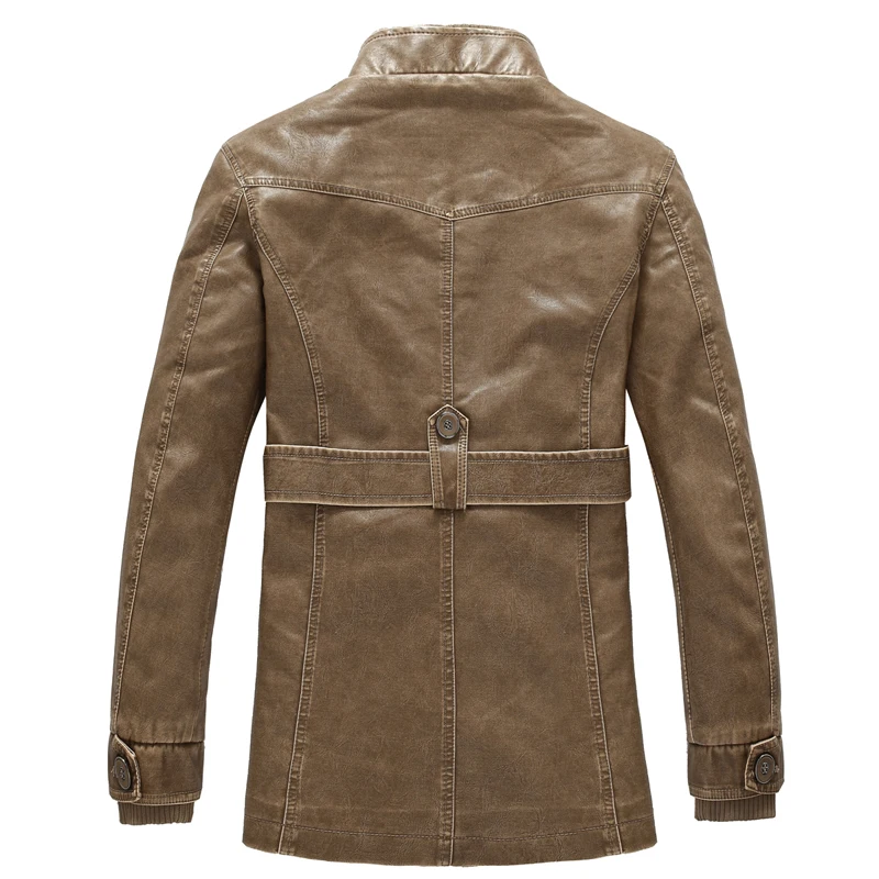 2018 осень зима Chaqueta Длинная кожаная куртка новинка модные мужские плащи из мытой