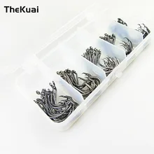 

TheKuai 75Pcs/box High Carbon Steel Fishing Hooks Black Offset Octopus Beak Bait Fishhook Size 1 1/0 2/0 3/0 4/0
