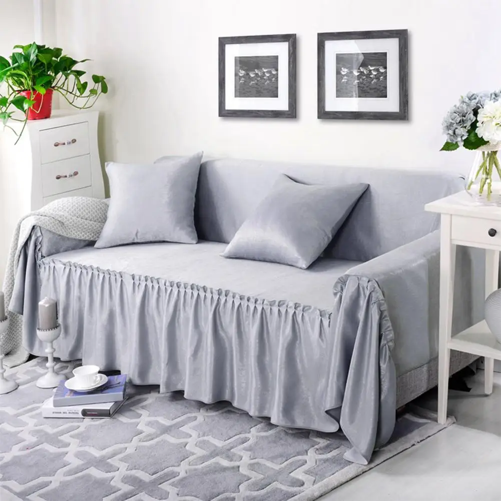 Solid Velvet Linen Sofa Cover Summer Winter Multifunction