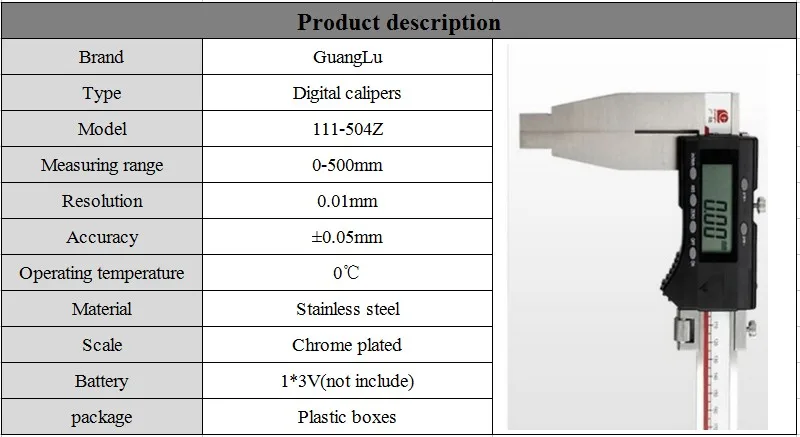 GUANGLU цифровой штангенциркуль 0-500 мм/0,01 метрический/дюймовый электронный нержавеющей стали штангенциркуль датчик, измеритель