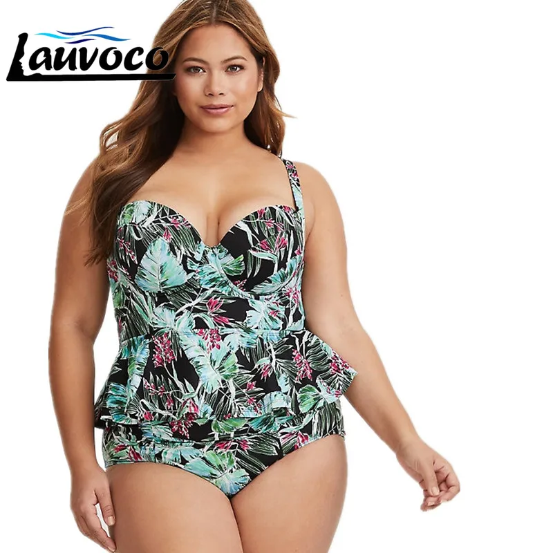 

Big Chest Bikini Set Plus Size Swimwear Women Print Two Piece Swimsuit High Waist Large Size Bathing Suit Fat Female Biquini 3XL