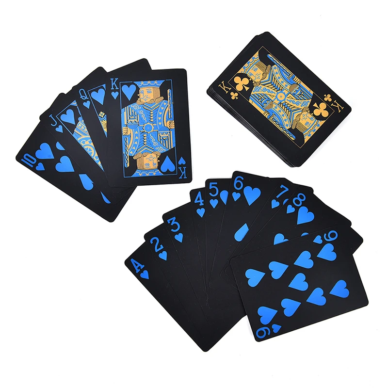 55Pcs/Set Plastic PVC Poker Waterproof Black Playing Cards Creative