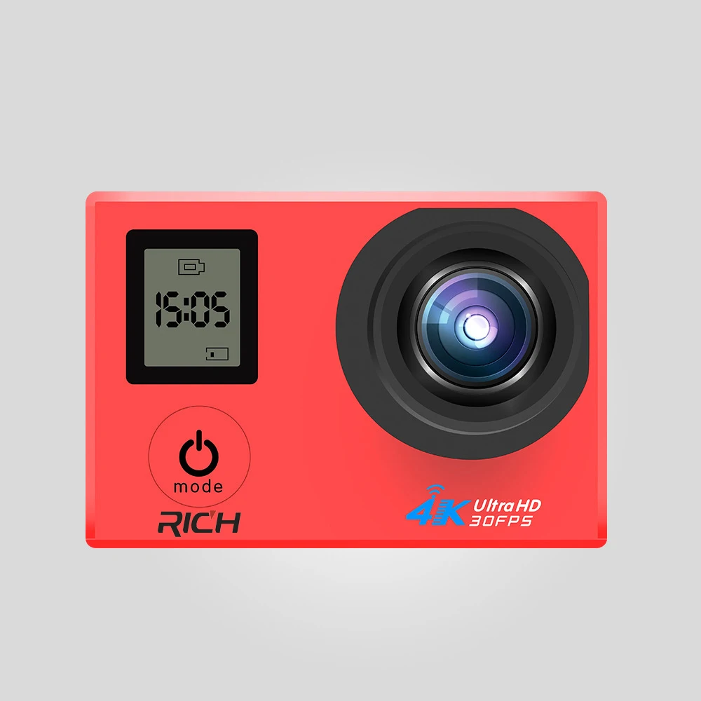 Экшн камера RICH V903D 4K/30FPS 2 7 K двойной ЖК дисплей 16 МП Wi Fi Спортивная 30 м
