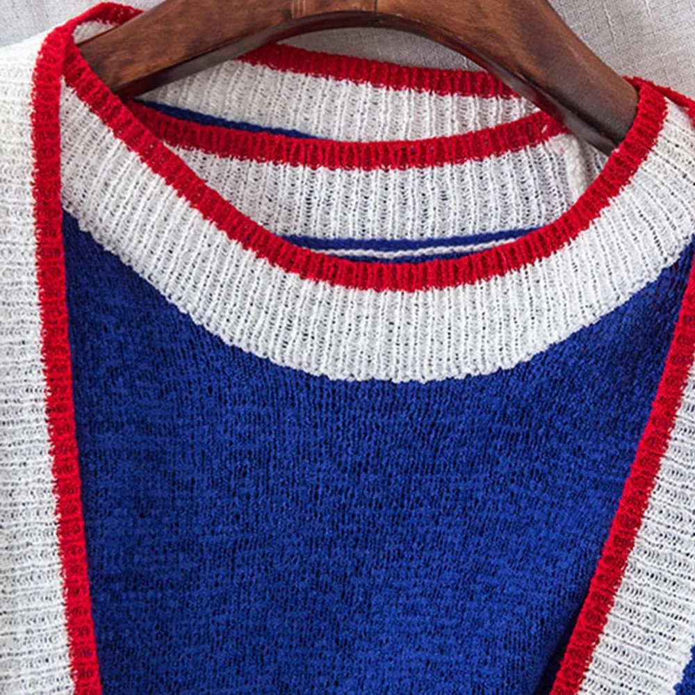 2018 Autumn Vintage Women Two Piece Sweater Set Color Block Knitted Cardigan Coat Knitwear Tank Top Retro Preppy Sweaters Set Sweaters