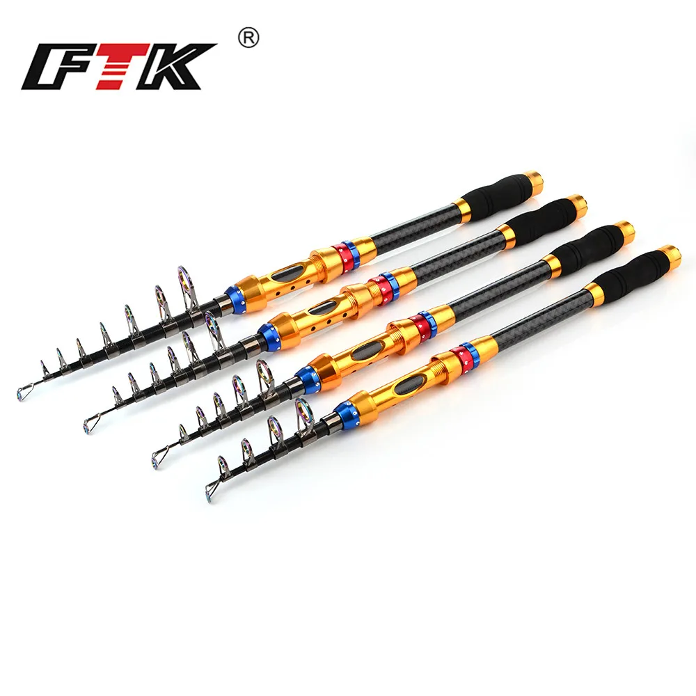 

FTK Carbon Fiber Telescopic Fishing Rod 1.8m 2.1M 2.4M 2.7M 3.0M Spinning Casting Rod Saltwater Fishing Travel Rod