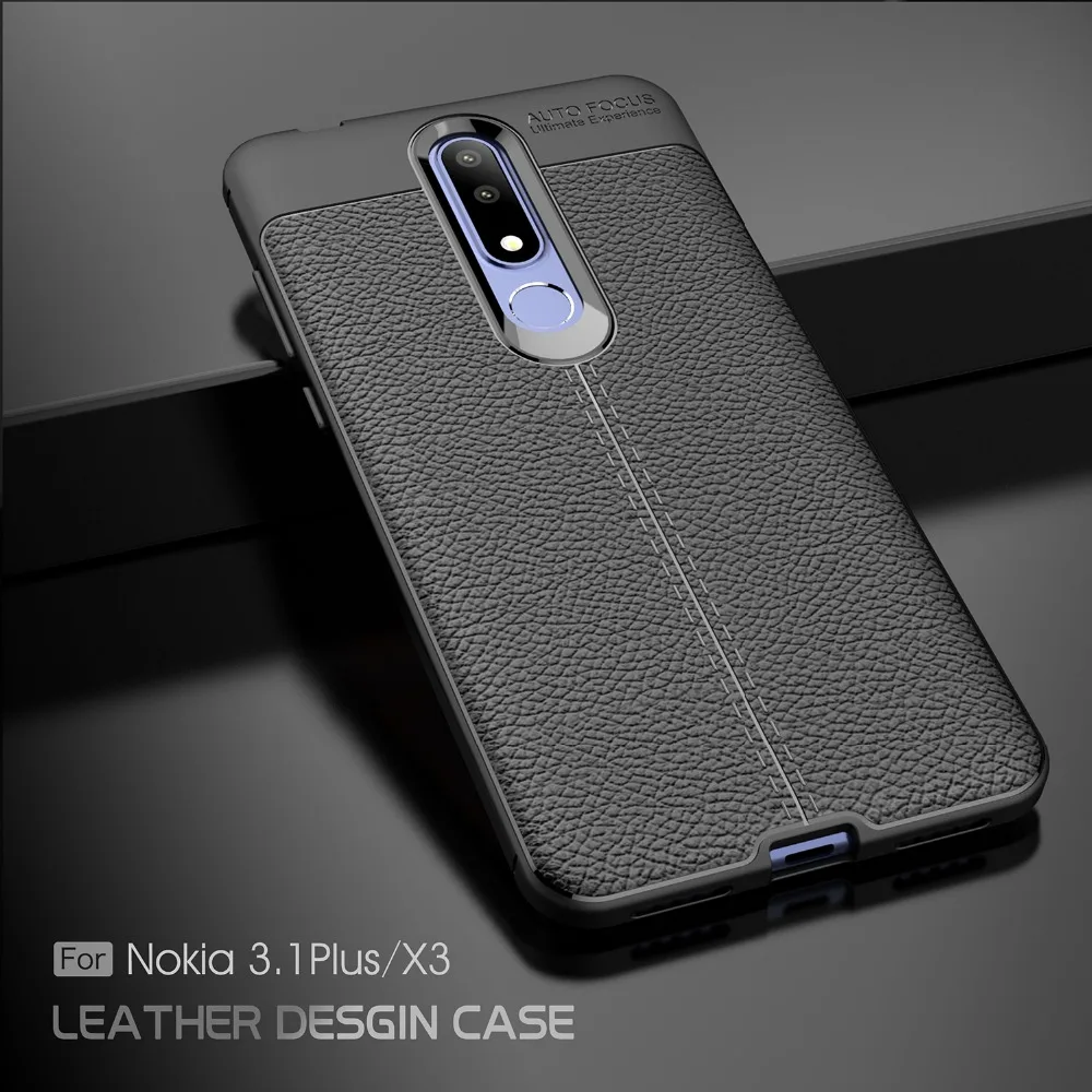 

For Nokia 3.1 Nokia 3.1 Plus Drop-Proof Hybrid Amror Leather Texture Soft TPU Case for Nokia 3.1 Plus TA-1118 TA-1104 TA-1113