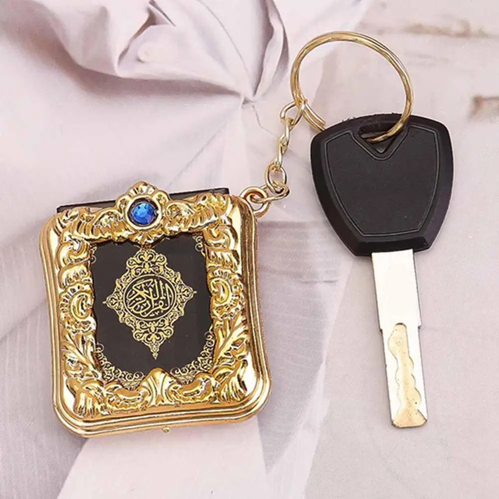 

1Pcs New Muslim Keychain Resin Islamic Mini Ark Quran Book Key Ring Real Paper Can Read Pendant Religious Jewelry Key Chain