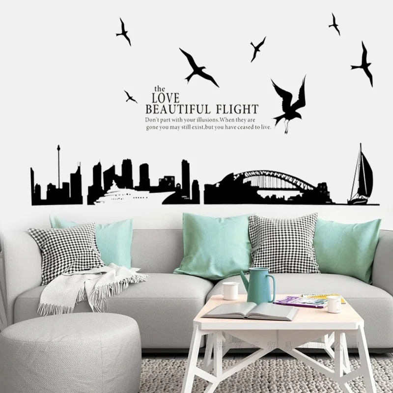 Sydney Famous buildings wall sticker Sydney City Silhouette art wall