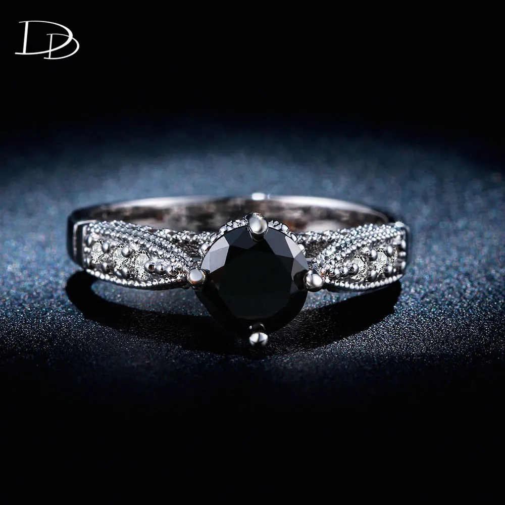 Wedding Rings For Women White 585 Gold Color Jewelry Luxury Rings Engagement Obsidian Bague Zirconia Accessories 