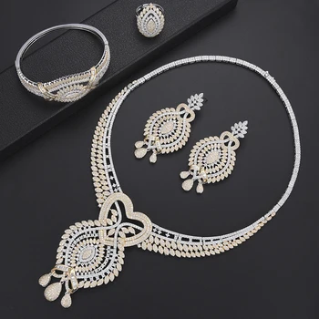 

SISCATHY 4PCS Bridal Wedding Jewelry Sets For Women Luxury CZ Dubai Nigerian Women Bijoux Ladies Lover Mother Anniversary Party