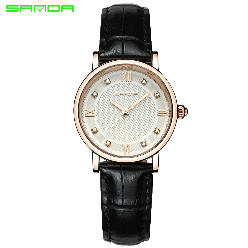 

SANDA Luxury brand women's watches Waterproof and casual Quartz sports watches Fashion Leather Women's watches Relogio Feminino