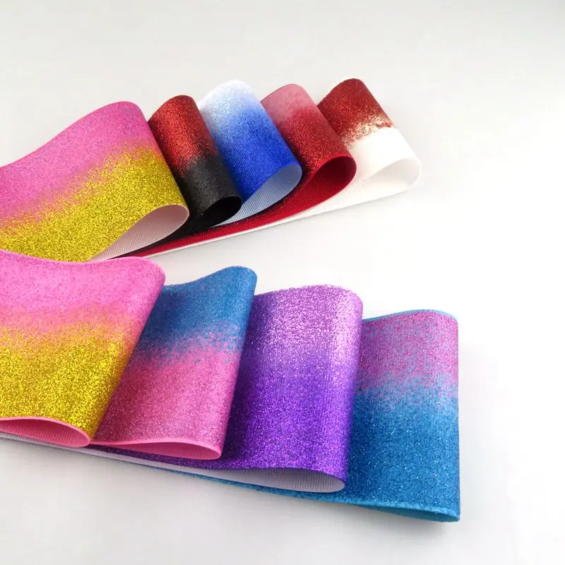 

New arrival ,3" 75mm Double color glitter grosgrain ribbon with many color for choose , very soft to make big bows