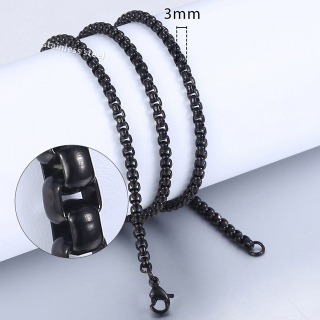 Necklace Stainless Steel Cuban Rope Box Snake Link Chains Necklace Silver Color Male Jewelry Wholesale 24" 60cm 3mm KNN1