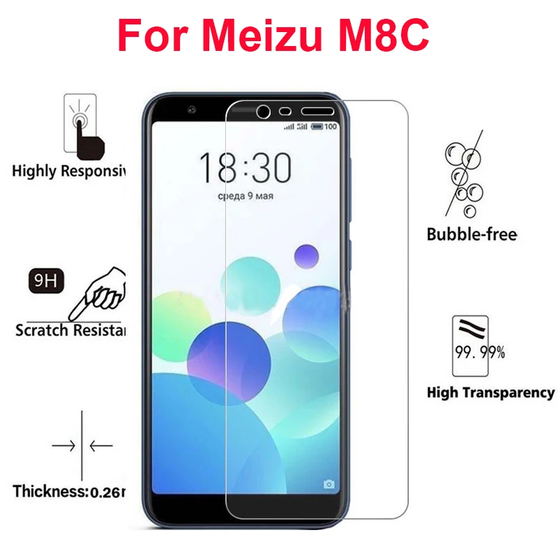 

2.5D 9H Premium Tempered Glass For Meizu M8C 5.45" Screen Protector Toughened protective film For Meizu M8 C M8C Case Glass