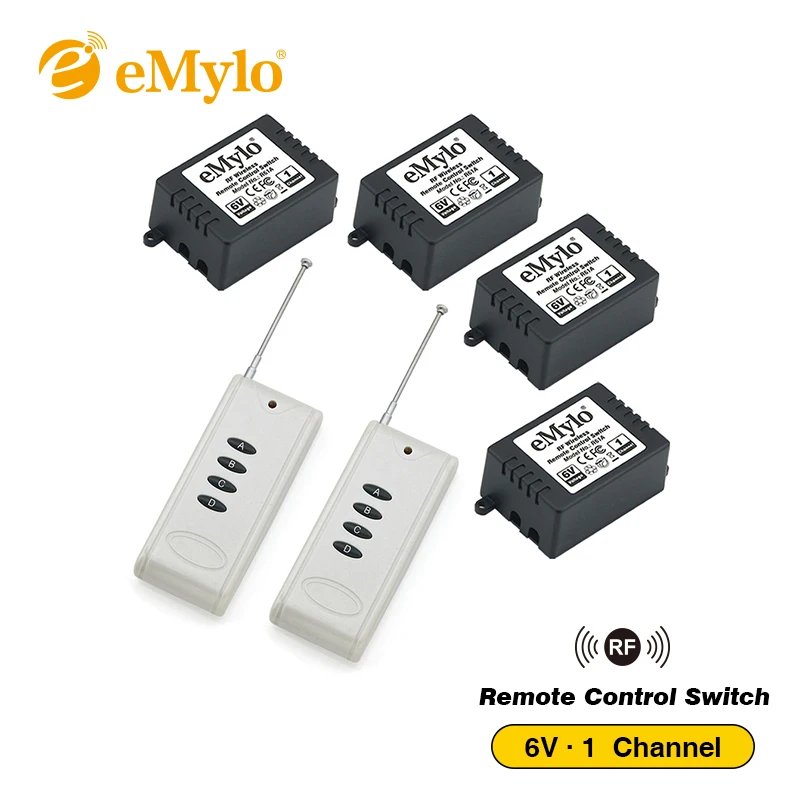 eMylo DC 6V 2x 1 Channel 433Mhz Smart Wireless Remote Control RF Light Switch