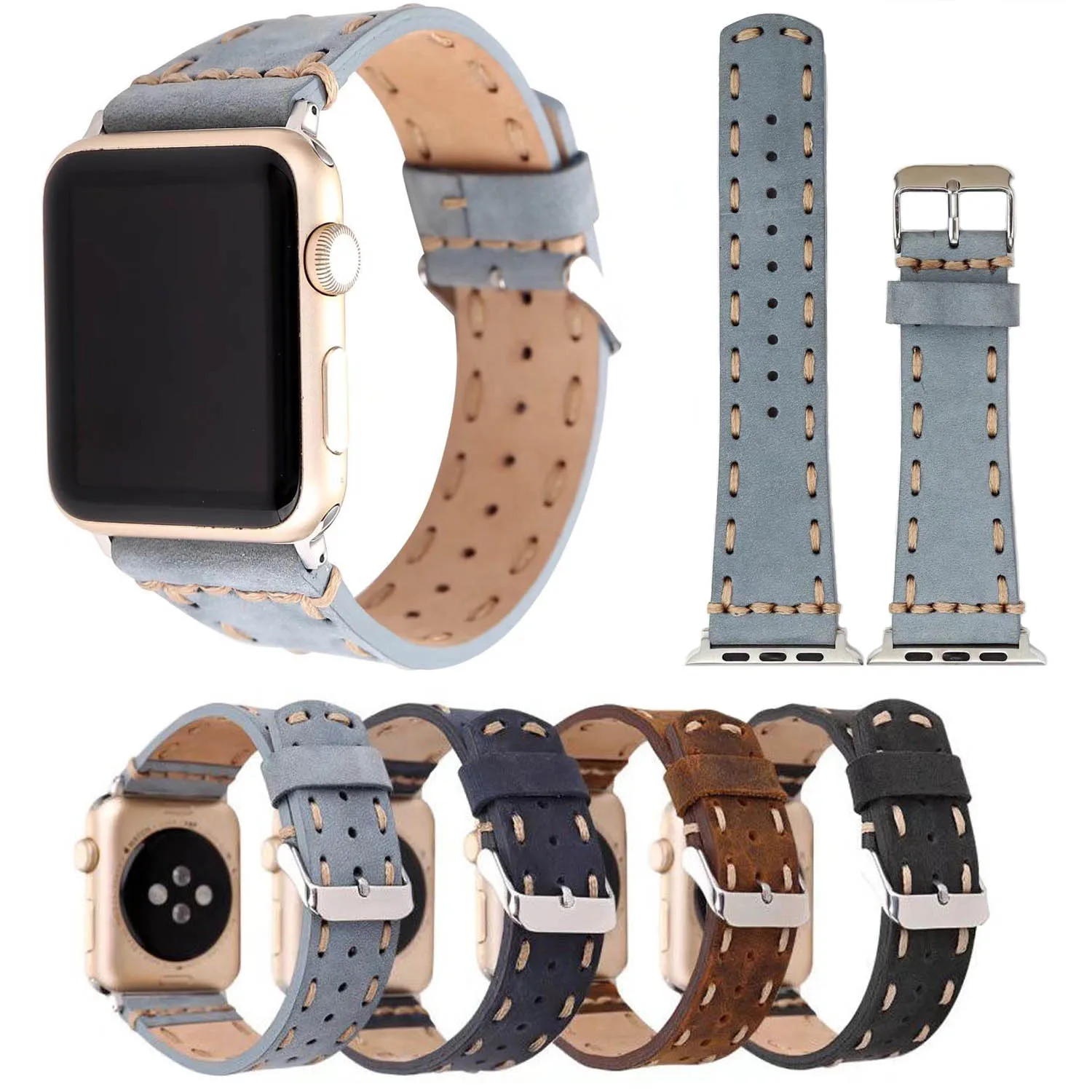 SE Ретро ремешок ручной работы для Apple Watch Series 3 2 1 из натуральной кожи винтажный