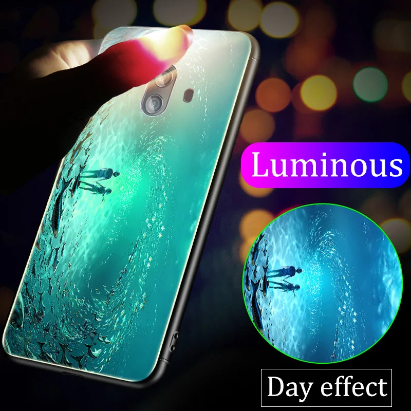 

Luminous Phone Case For Huawei Honor Play 8X Max 9 10 Lite For Mate 10 20 Pro For P10 P20 Plus Pro Nova 3 Tempered Glass Cases