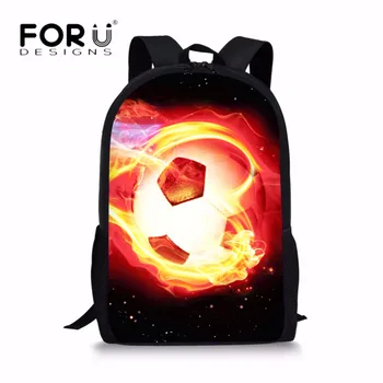 

FORUDESIGNS Men Casual Travel Backpacks 3D Cool Fire Ball Printed Backpack School Bags for Teenage Boys 16inch Student Book Bags