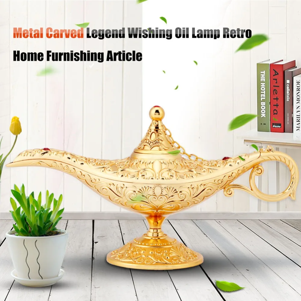 Металлическая резная Фантастическая лампа роскошная винтажная Genie Magic Legend желая