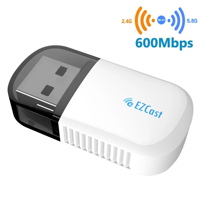 Ezcast беспроводной USB wifi адаптер 5 г/2,5 г Bluetooth 4,2 двухполосный AC 600 Мбит/с