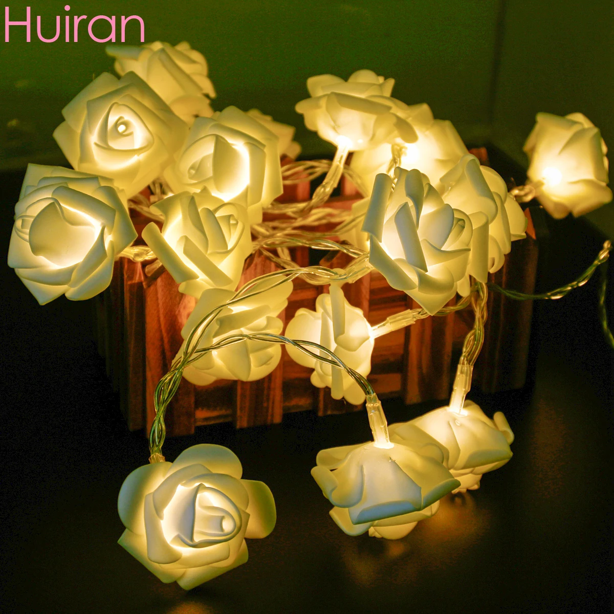 

Huiran 2.3M 20pcs Rose LED String Lights Decor Christmas Tree Decorations For Home Party Happy Birthday Wedding Party Ornaments