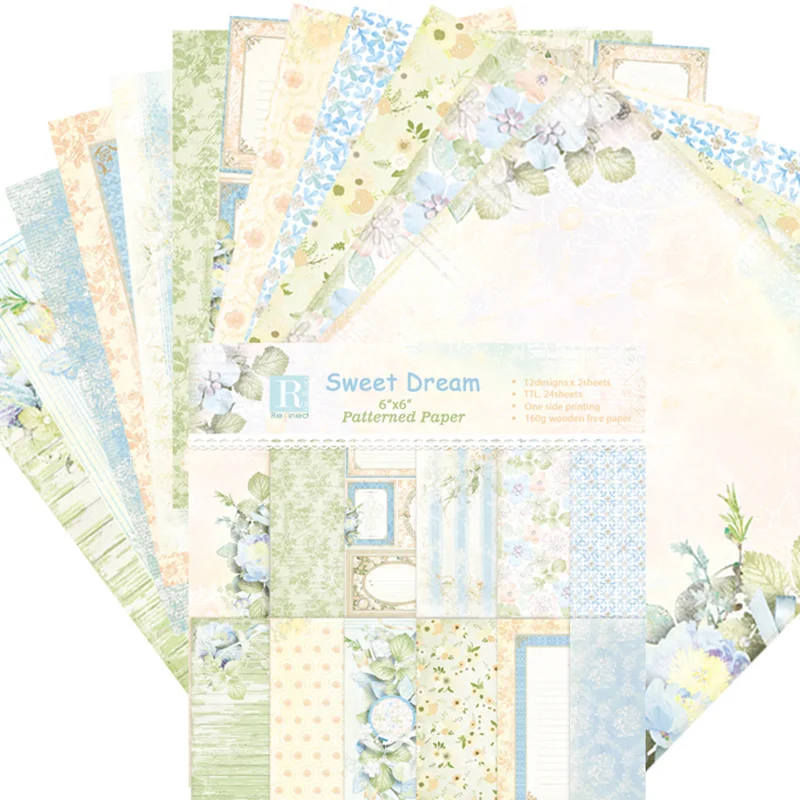 

24pcs/Pack 6*6inch Sweet Dream Patterned Paper Pack for Scrapbooking DIY Happy Planner Card Making Journal Project
