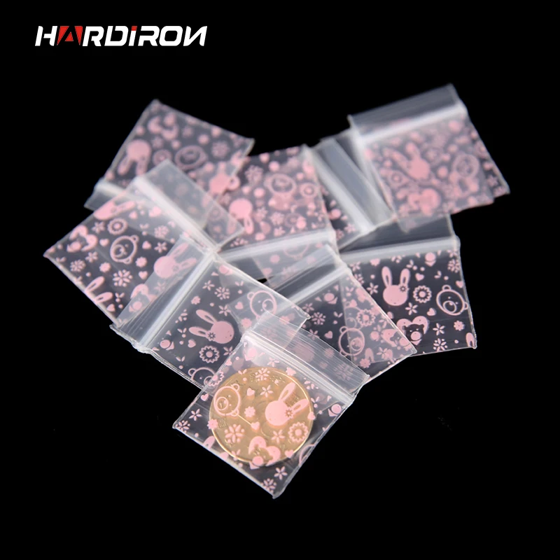 

HARDINTON 500PCS 2.5x3CM Multiple Patterns Mini Transparent Ziplock Bag Cute Coin Ring Storage Sealed Packaging Plastic pouch