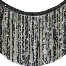 Расшитое блестками бахрома кисточка голограмма лазер черное латинское платье макраме кружево швейная Одежда Обрезка 28-30 см
