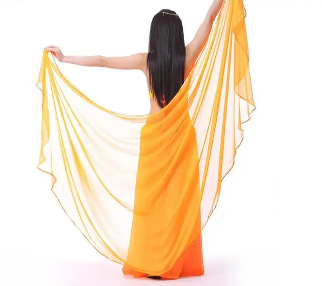 250*120cm Stage Performance Belly Dance Scarf Shawl Light Texture Half Circle Veils Professional Women Belly Dance Veil Chiffon Orange