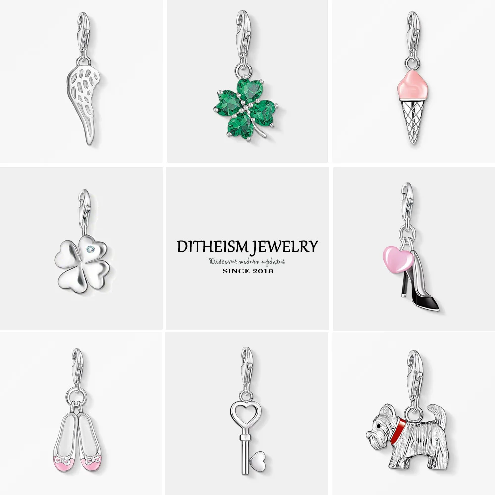 

Clover Flower Charms Pendant,2018 Fashion Jewelry 925 Sterling Silver Lucky Gift For Women Girls Fit Bracelet Necklace Bag
