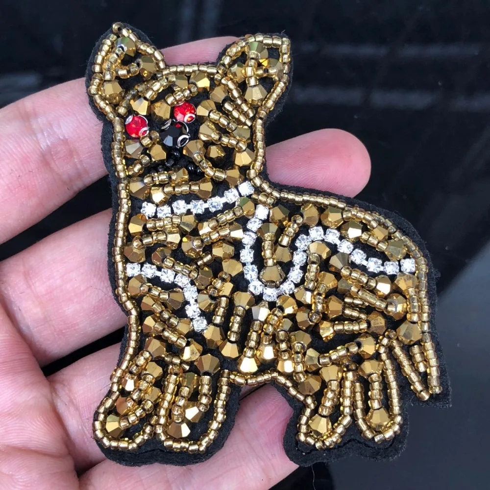 Handwork Beaded Dog Patch Baby's Clothing Patches Backpack Decoration