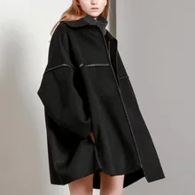 LANMREM осень зима новые модные повседневные женские куртки свободные плюс кожаные полосатые свободное шерстяное пальто TC149