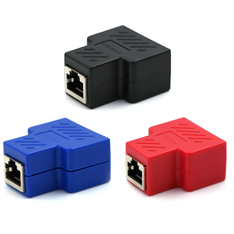 1 To 2 Dual LAN Ethernet Socket Network Connections Splitter Adapter For PCB Board Welding Blue Black Red RJ45 Splitter Adapter