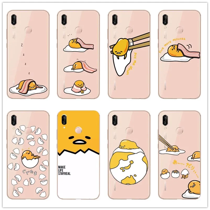 

Fashion cartoon gudetama soft Case Cover for Huawei P8L P9 P9L P10 P10Plus P20 P20L P20Plus Egg partern phone cases shell