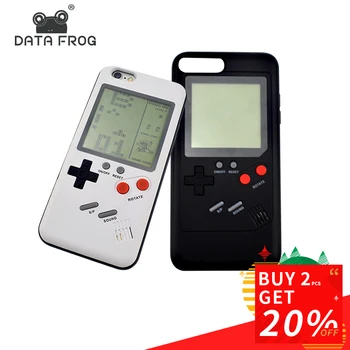 

Data Frog Nostalgia Tetris Game Consoles Mini Handheld Game Players Built-in 8 Games Phone Case For Iphone X 6s 7 8 Plus Gift
