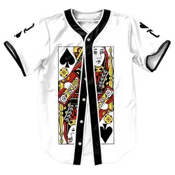 Queen пик Джерси Летний стиль с кнопками 3D печати хип-хоп Для мужчин рубашки Забавные топы бейсбольная рубашка Мода Топ футболки