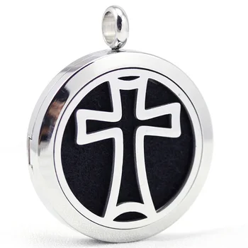 

30mm stainless steel cross new design aroma aromatherapy essential oil diffuser pendant necklace