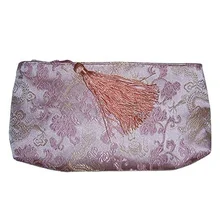 Большой кошелек на молнии с кисточками, Подарочная сумка для хранения ювелирных изделий, шелковый кошелек для сотового телефона, ожерелье, косметическая упаковка, 10 шт./лот/