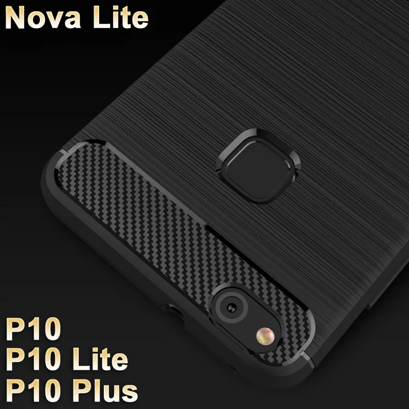 Чехол для huawei P10 Plus крышка Wiredrawing ТПУ чехол lite P 10 Черный углеродного волокна Nova Lite/