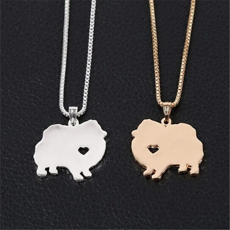 

RONGQING 1pcs Cute Pomeranian Dog Necklace Hollow Heart Pet Pomeranian Pendant Necklace Women XL-021