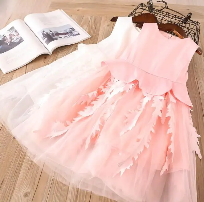 2 7 years Wholesale 2018 New Summer Cotton Patchwork Feather Girls