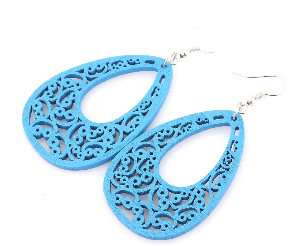 Drop Earrings Womens Handmade Wooden Mixed Color Wood Drop Earrings Summer Party Gift