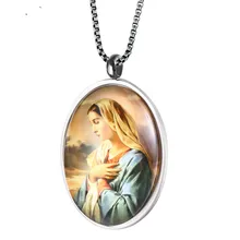 Головное ожерелье Девы Марии из нержавеющей стали, католический медальон Дева Мария, религиозное ожерелье