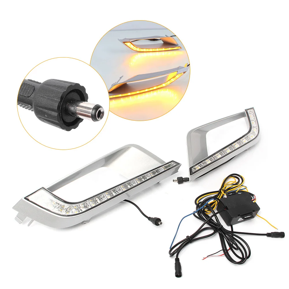 

LED Turn Signals Light Daytime Running Driving Work Lamp Fog Light Cover Shape For Ford Ranger 2015-2016 Pair DRL Car Indicator