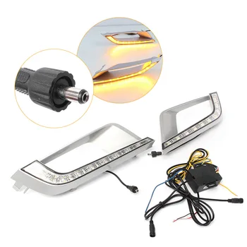 

LED Turn Signals Light Daytime Running Driving Work Lamp Fog Light Cover Shape For Ford Ranger 2015-2016 Pair DRL Car Indicator