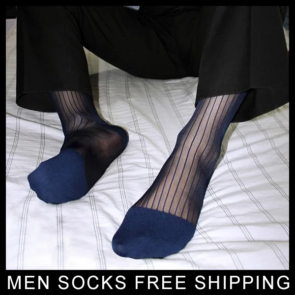New style Men's Silk Socks Dress Formal Sexy Socks For male Navy Retail