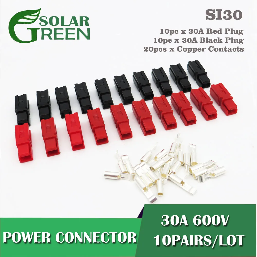 

10Pair/LOT 30A 600V PP30 Power Connector Plug Red Black PP30 Powerbank 20pcs Contacts For Solar Caravan Boat