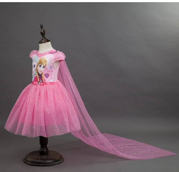 Girls Dress Snow Queen Princess Dresses Cartoon Cosplay Elsa Anna Dresses For Girls Birthday Party Dress Costume Kids Clothing